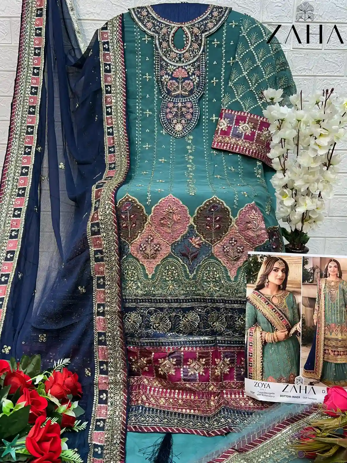 Zaha Zoya Vol 1 Faux Georgette Wholesale Pakistani Salwar Suit Catalog — Wholesale Salwar Suits, MPA wholesale from Surat - Gallery Image 10